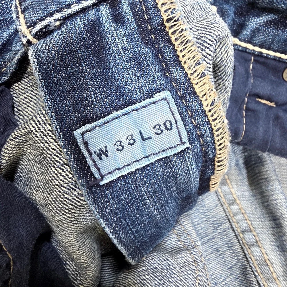 X2 Quality Denim Jeans Mens 33x30 Blue Straight Leg Dark Wash Casual Skater Y2K